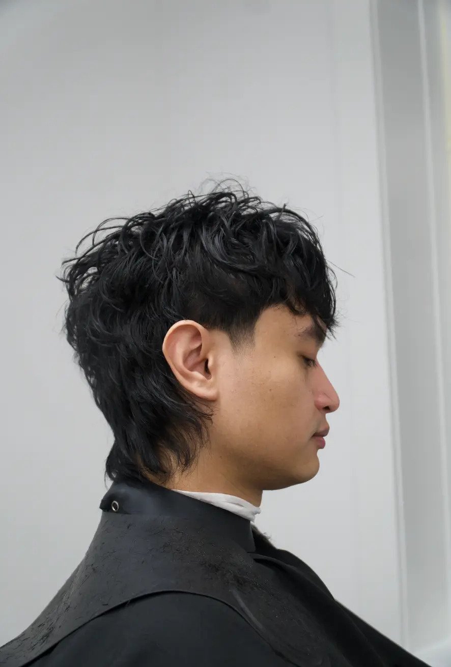 Dark layered shag styled at fyf North