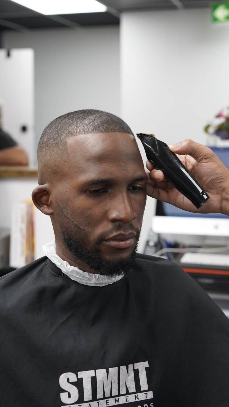 Beard trim and fade in progress by Raees Tarmohamed